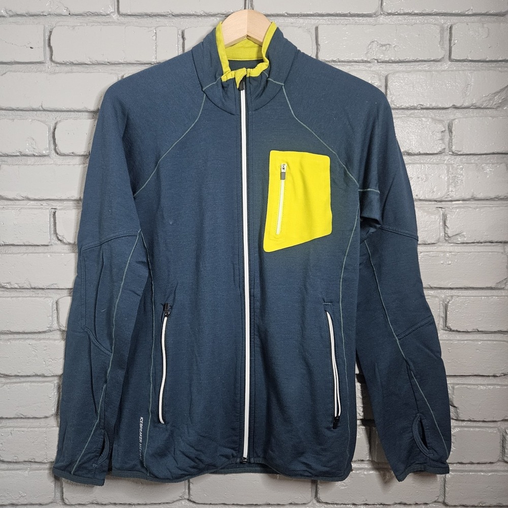 Men's Ice Breaker Merino Wool Full Zip Sweater‎ Jacket Blue Small